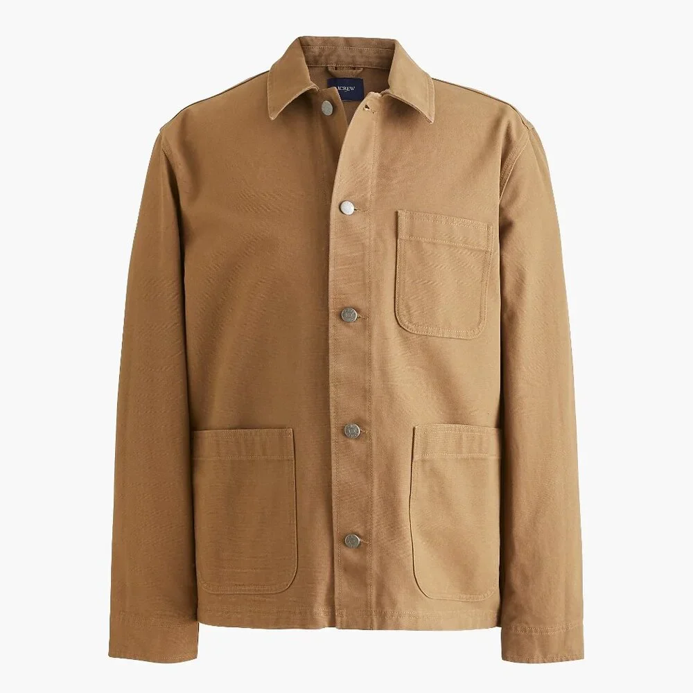 J. Crew Men's Canvas Chore Jacket Dark Flax Brown Style CL297‎ M